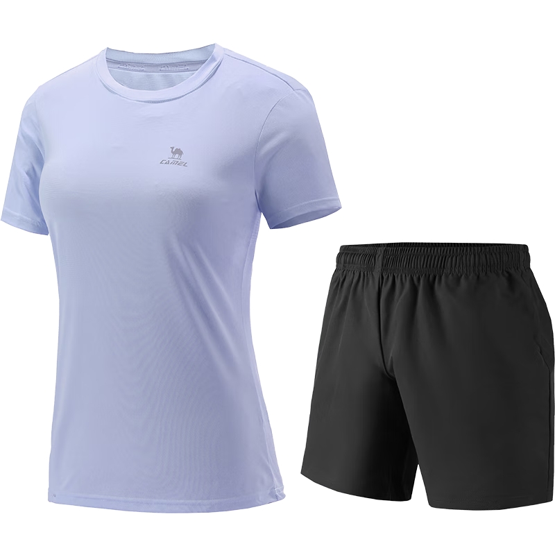 CAMEL Women's Short-Sleeve Shorts Sports Set, New Summer Style, Ultra-Thin Quick-Dry T-Shirt, Casual Running Basketball Sportswear