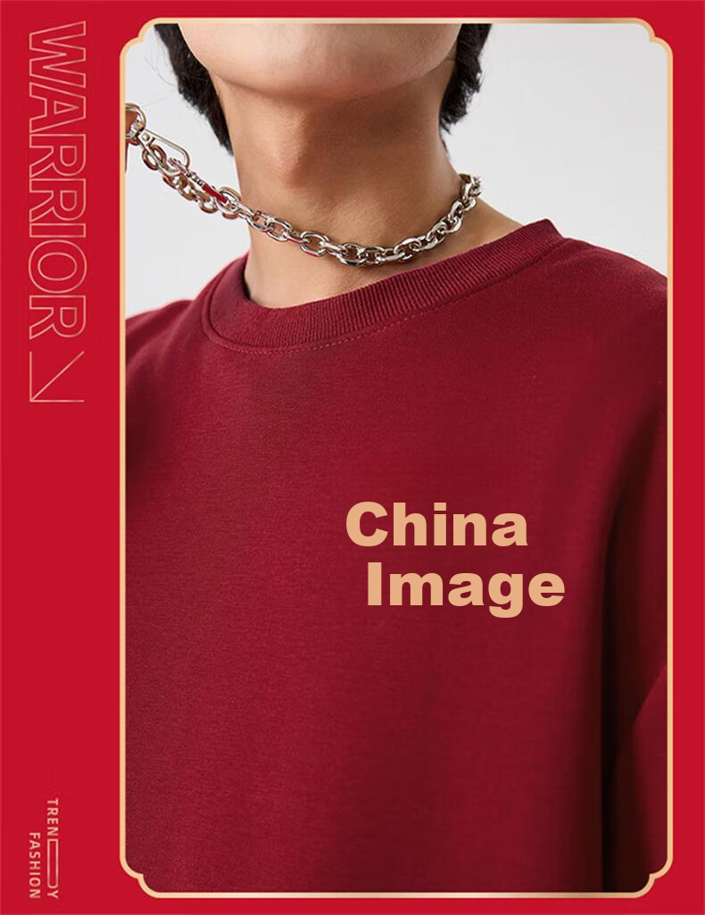 Warrior [New Year Battle Robe] New Year Style Red Sweatshirt for Men, Fleece-Lined Winter Round Neck Pullover for Me 4