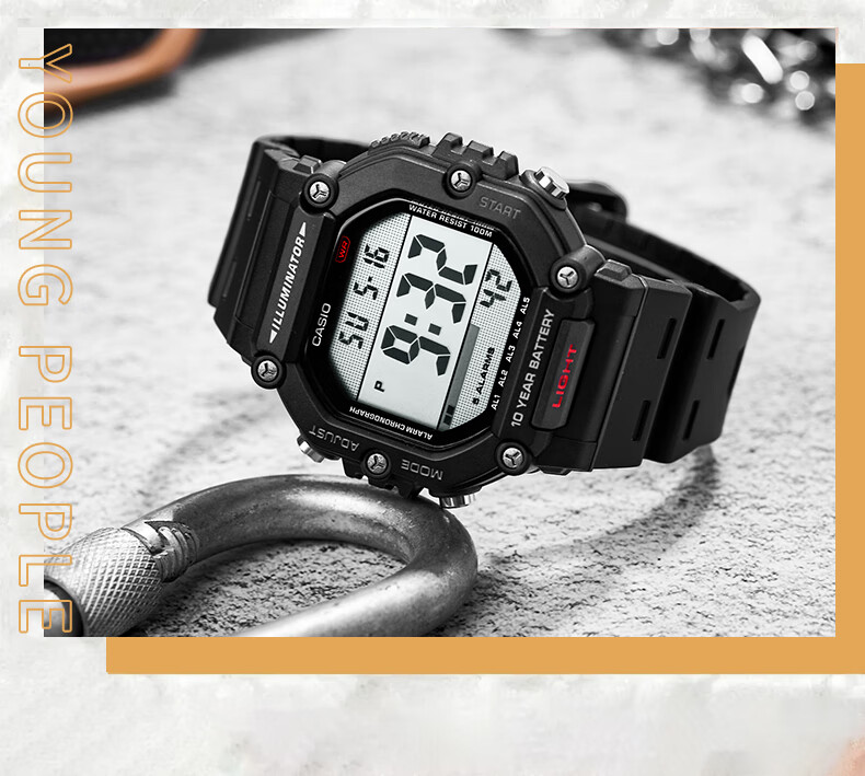 Casio Watch, Sports Square Dial, Retro Student Watch, WS-1400H 7