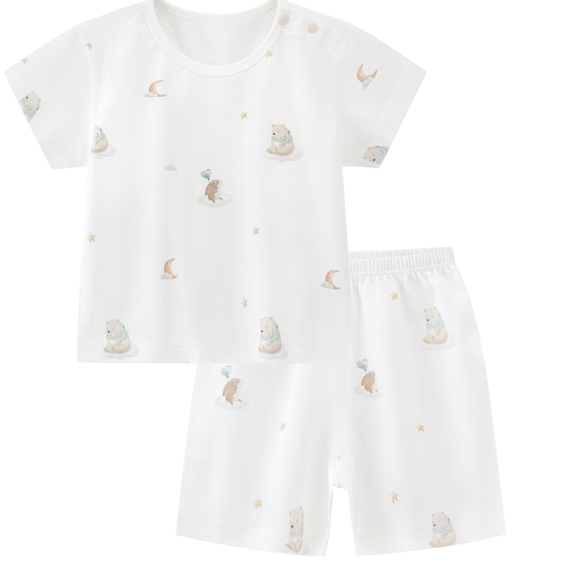 Guaiqixiong Baby Short-Sleeve Shorts Two-Piece Set, Summer Thin Pure Cotton Home Wear Clothes And Pants, Children's T-Shirt Set