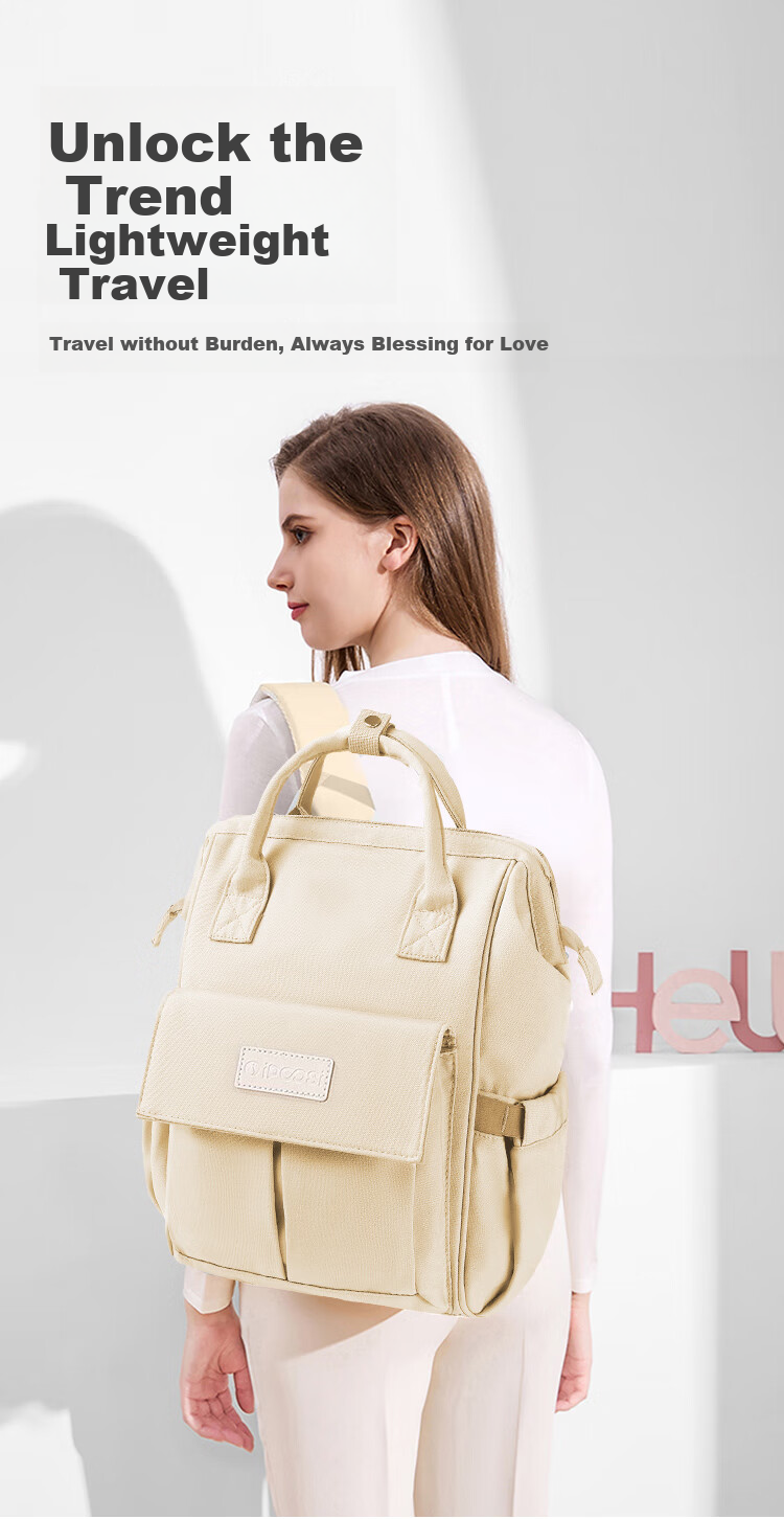 Aibaoshi Mommy Bag Backpack Multifunctional Breast Milk Bag Large Capacity Lightweight Outdoor Maternity Bag Dad Bag Khaki Fabric M400 7