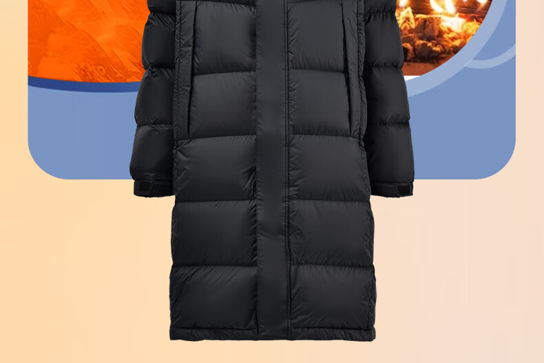 Li-Ning Long down Jacket, Table Tennis Wear, Thickened Warm Windproof Coat, Unisex Style, Black, Size M 4