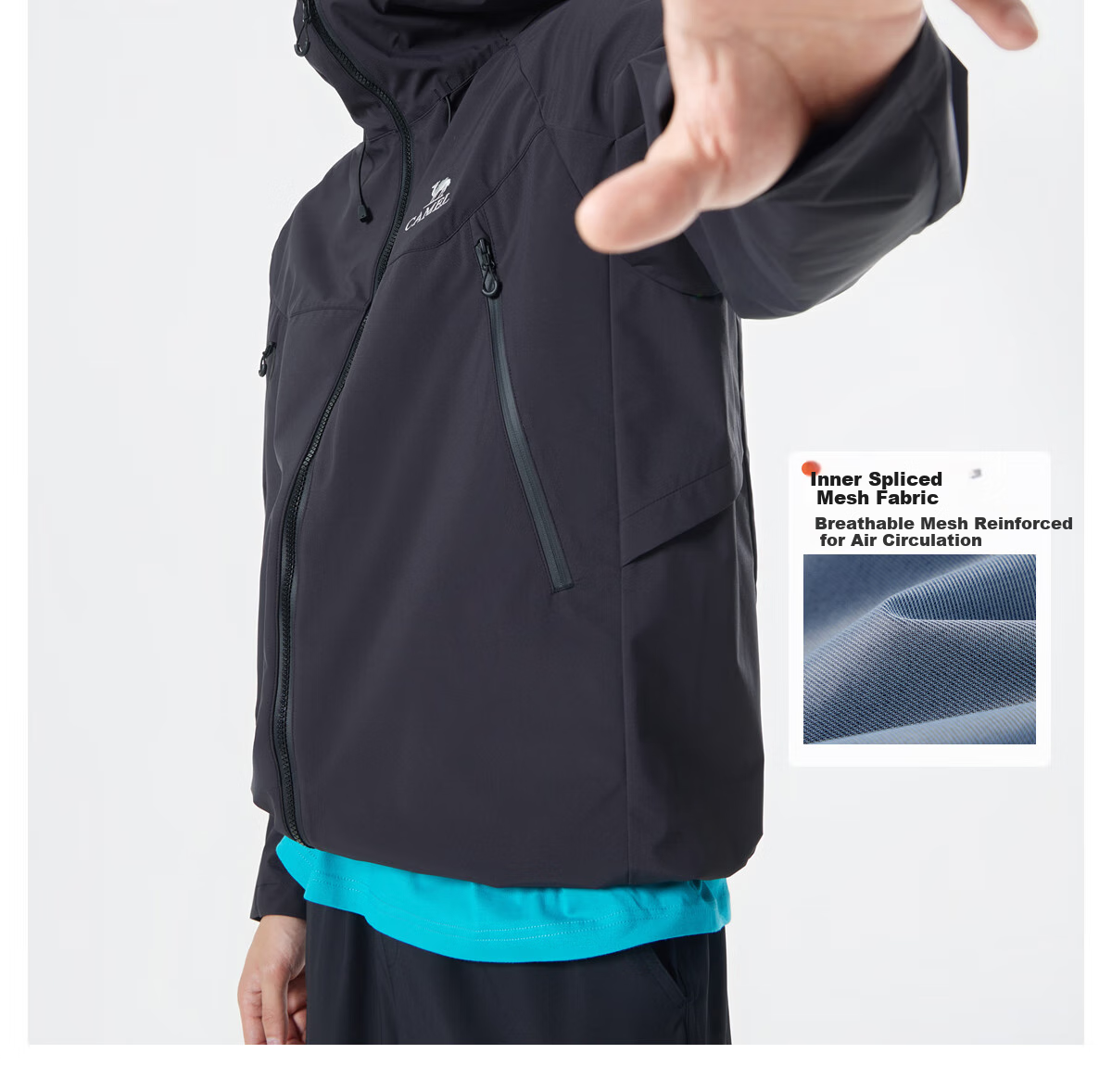 CAMEL Outdoor Jacket 2.0, Men's And Women's Mountain Hiking Wear, Windproof And Water-Resistant Travel Coat, M15BAKI063 8