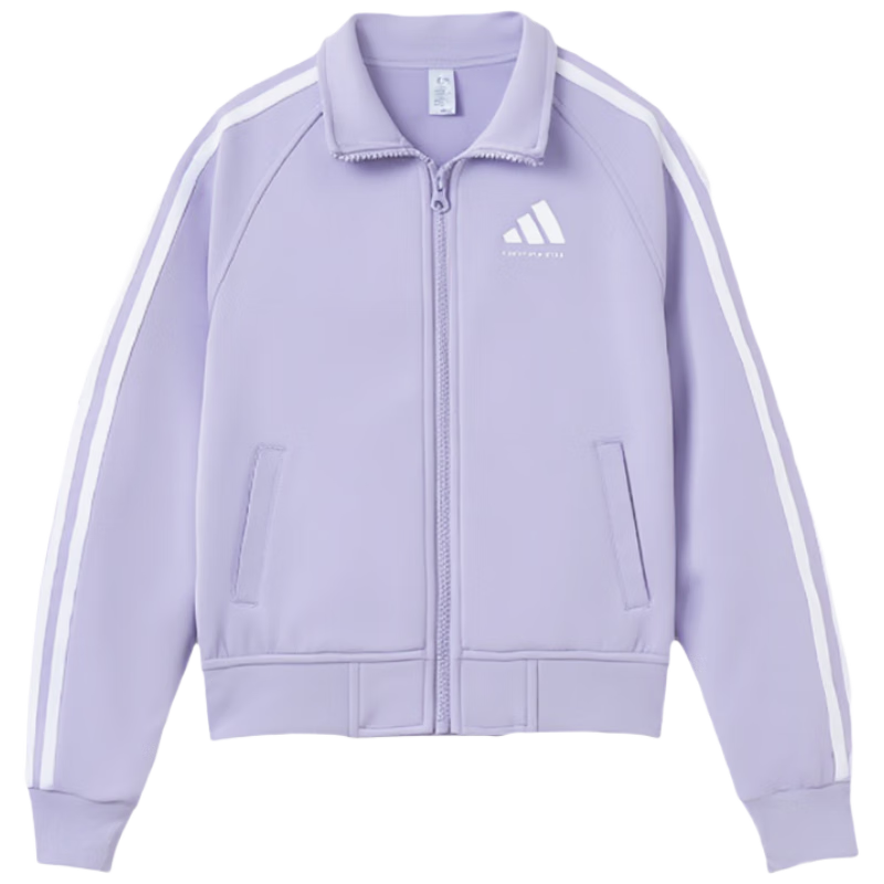 Adidas Kids Lightweight Sporty Simple Comfortable Stand Collar Jacket TR30JTK Lavender/White Size 116