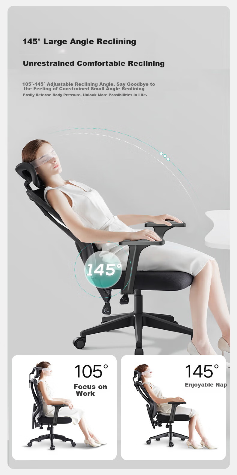 Hbada P1 Second Generation, Ergonomic Chair, Gaming Chair, Biomechanical Seat, Office Chair, Dual Backrest, 3D Headrest 12