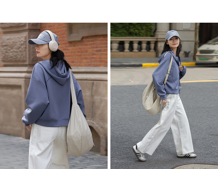 Dme [Low-Saturation Outfit] Spring Simple Style, Pressed Line Design, Casual Hooded Loose-Fitting, Slimming, Comfortable Women's Jacket 8