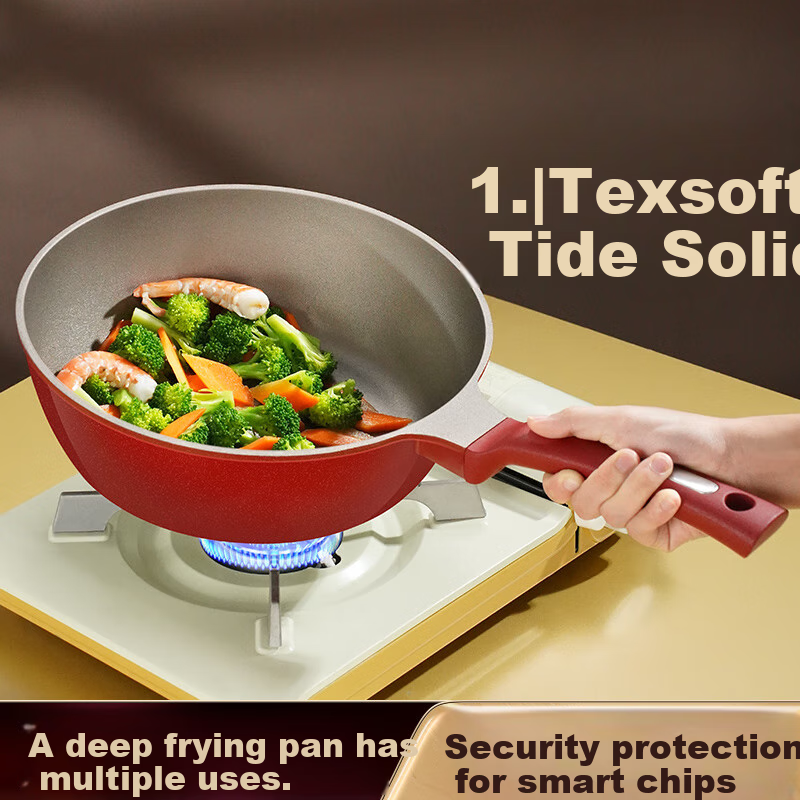 Сковорода SSN Titanium Non-Stick Wok, глубокая, с титановым антипригарным покрытием, подходит для индукционных и газовых плит, кухонная утварь, 26 см