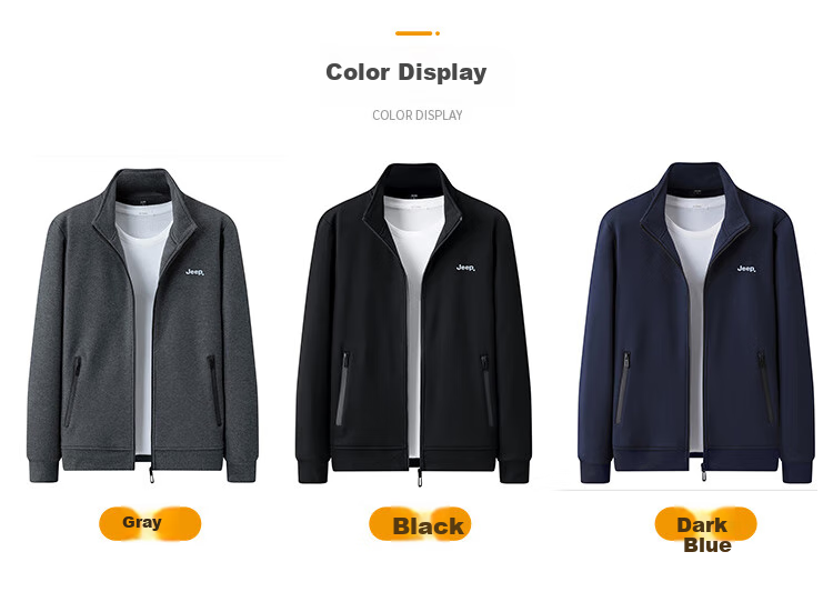 JEEP Men's Sweatshirt Jacket, Loose Casual Cardigan for Spring And Autumn, Trendy Sportswear, Navy Blue, Size L 2