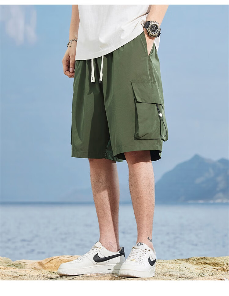 JEEP Men's Shorts, Summer Loose Casual Five-Point Cargo Pants, APK660, Black, XL 19