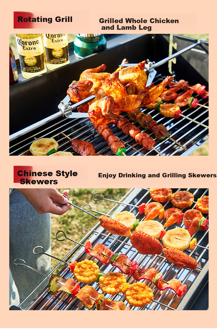 Suncojia Barbecue Grill, Portable Foldable Charcoal Grill for Lamb Legs And Chicken, Charcoal Barbecue Stove 3