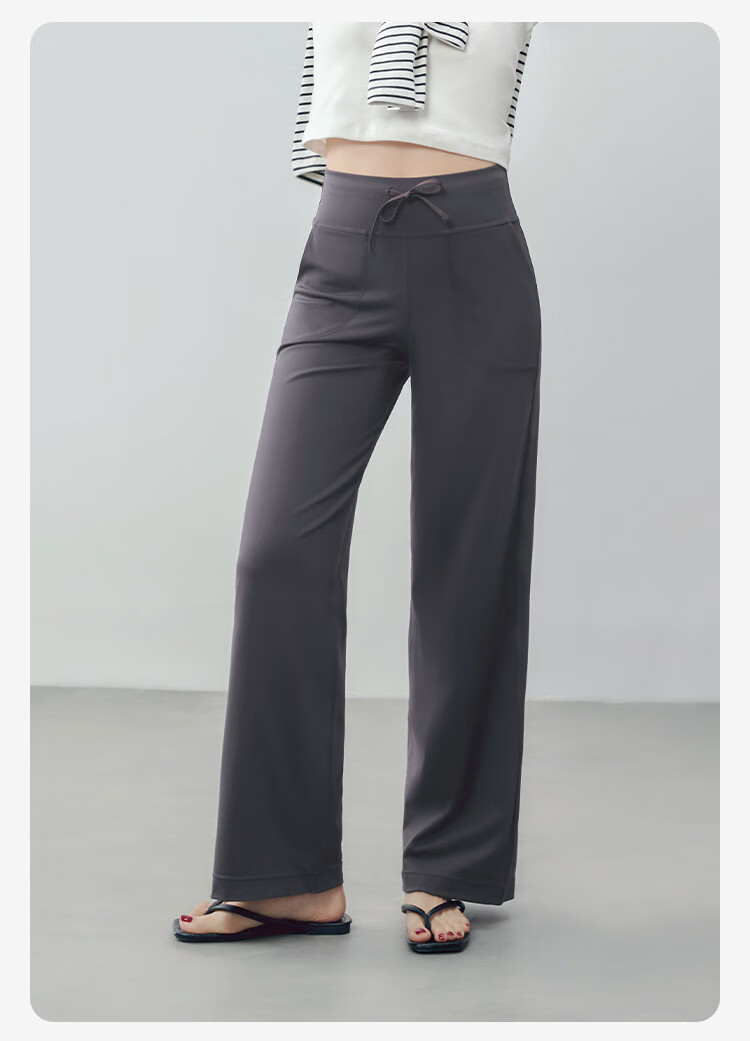 JD Jingzao Women's Casual Straight-Leg Pants 2026 New Loose Slim High-Waist High-Elasticity Pants Black M 24