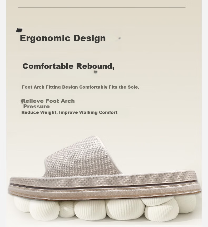 Huameijianbu Home Couple Slippers, Thickened, Non-Slip, Quiet, Macaron Color, Men's And Women's Sandals, HM617, Khaki, Size 42-43 7