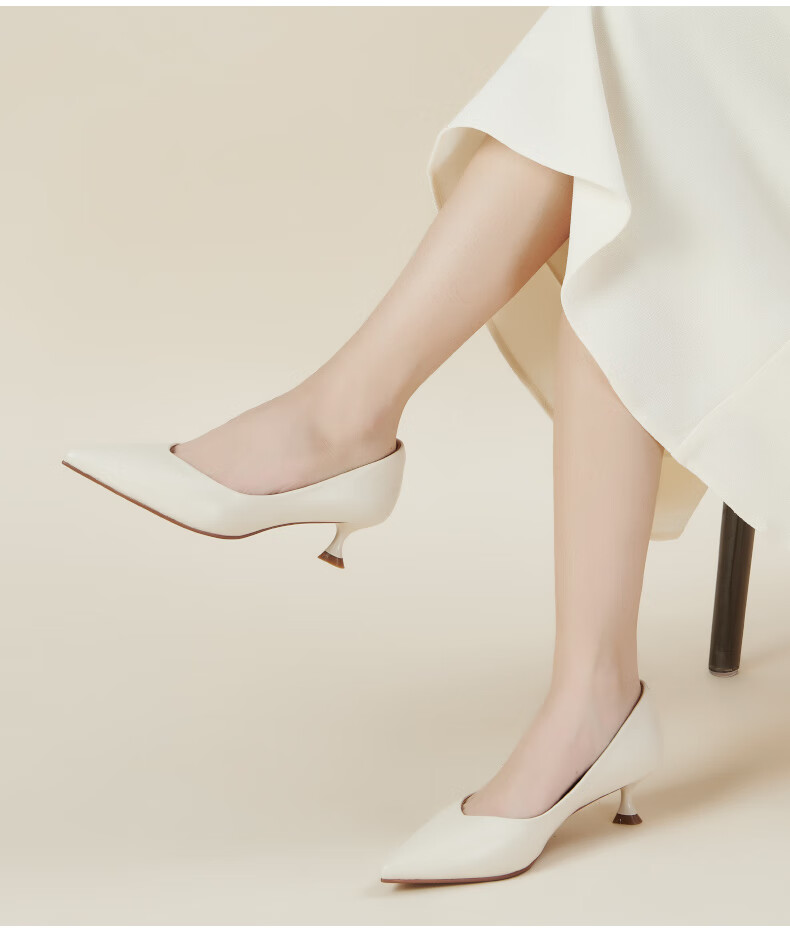 PT'SON Cat Kitten Black High Heels for Women, Spring And Autumn Soft Lambskin Work Shoes, Commuter Low-Cut Pumps, Sand Brown, Size 40 15