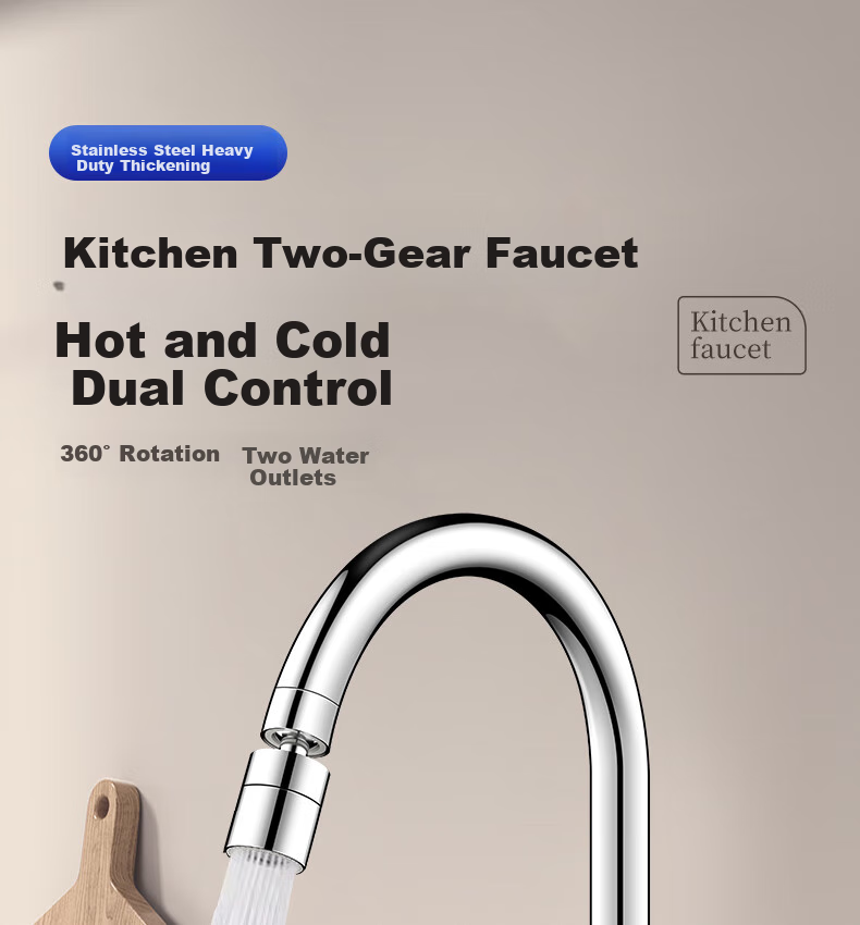 ZUNCHI Kitchen Faucet, Stainless Steel Hot And Cold Dishwashing Sink Basin, 360° Rotating Anti-Splash Household Tap, 2056B 3