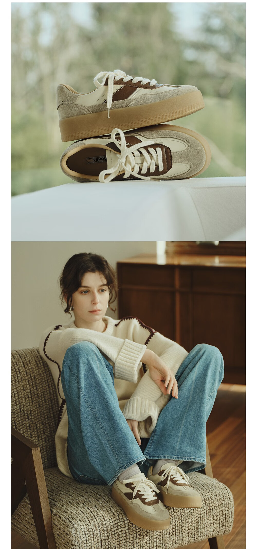 73Hours Celebrity-Inspired Women's Shoes, New Casual Style for Travel, Color-Block Platform Round-Toe Dexun Shoes, Fashionable 13
