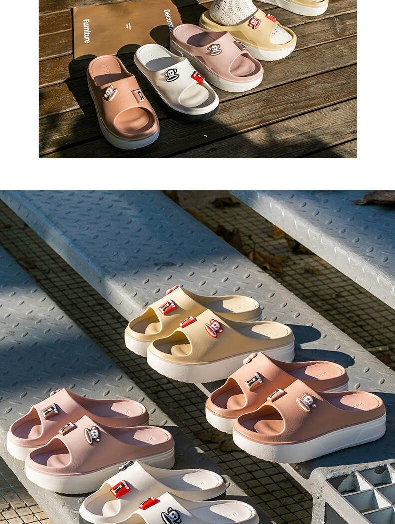 Paul frank Lightweight EVA Platform Sandals for Spring And Summer, Versatile Women's Outdoor Home Wear Sandals 6325 Nude Pink 235 10