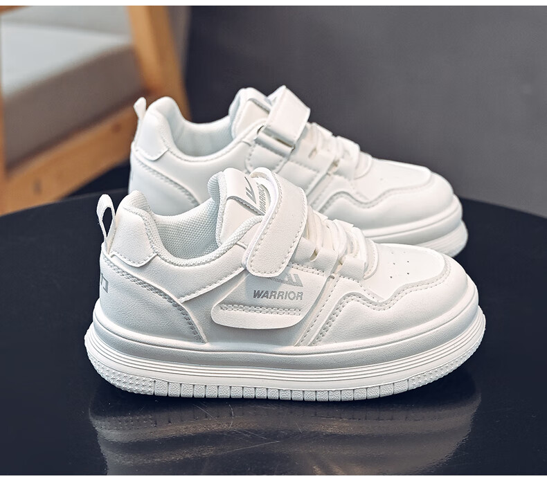 Warrior Children's Shoes Spring Boys' Sneakers Casual Soft-Soled Shoes Girls' White Shoes WZ(CL)-1010 White Size 30 3