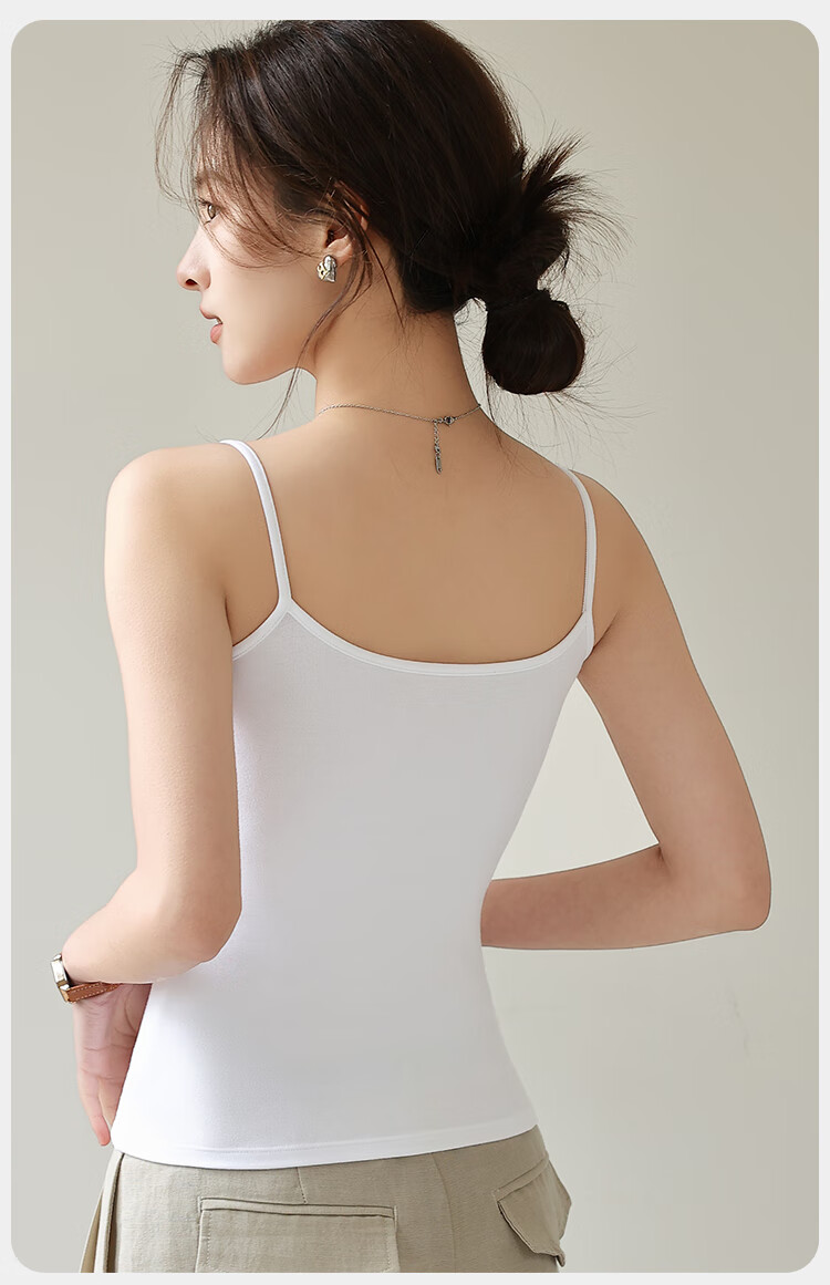 MiiOW Women's Camisole Bra with Built-In Pads, Beautiful Back Inner Wear Undershirt T-Shirt Spring/Summer 2026 White L 9
