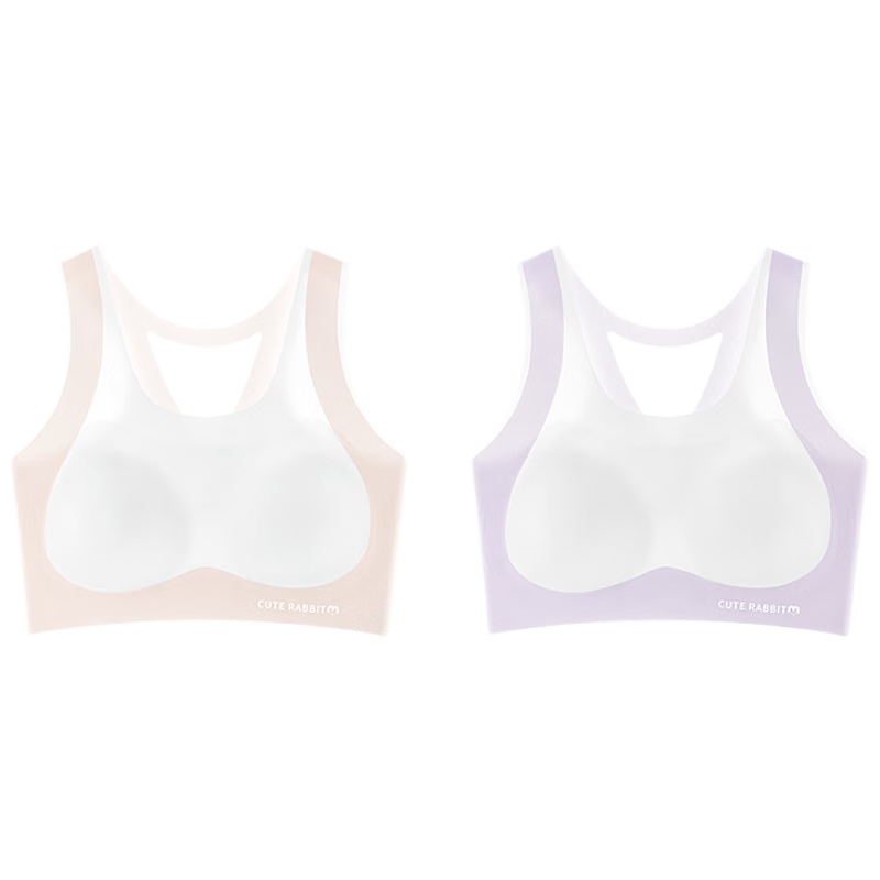 Meishianxuan Middle School Girls' Underwear for Ages 12-16, Second And Third Stage Training Bra, Seamless Anti-Shock Thin Style for Developing Teenage Girls