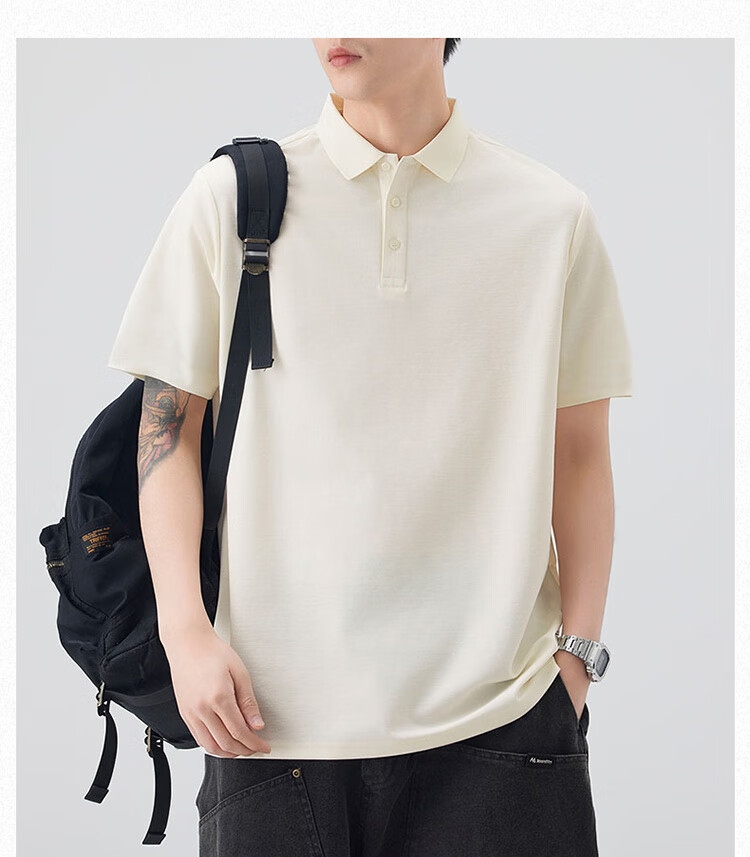 Dingfengbaoluo American Heavyweight Polo Shirt for Men, Spring And Summer Collared Comfortable Breathable Short-Sleeve T-Shirt QZ20 White 4XL 18