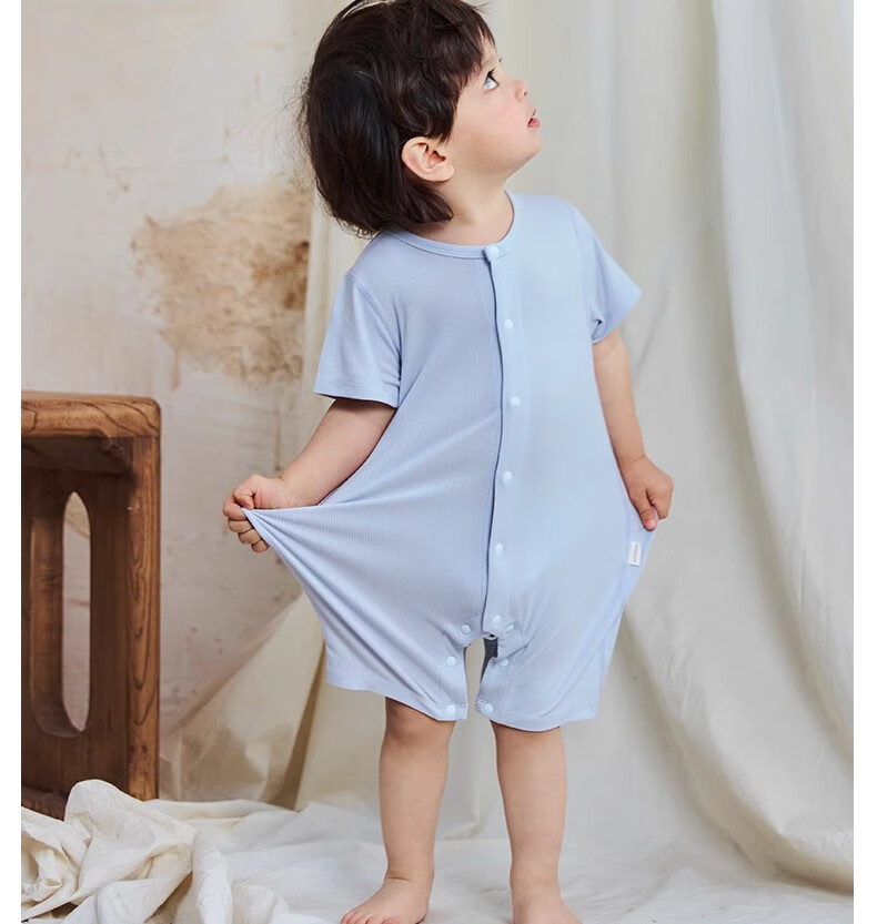 Niduoxiong Summer Baby Romper, Infant Clothing, Summer Outfit, Crawling Suit, Newborn Home Wear, Short-Sleeve Ice Silk 6