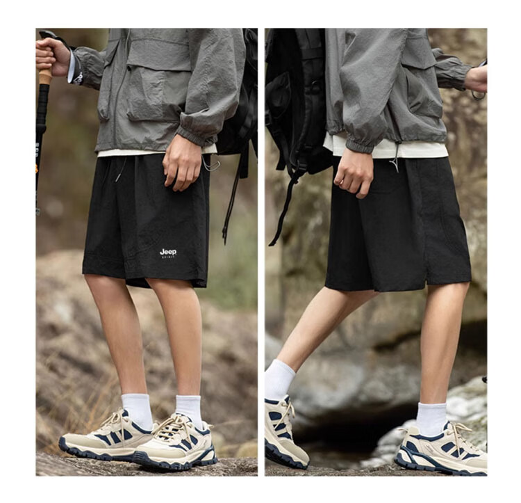 JEEP SPIRIT Men's Summer Ice Silk Quick-Dry Casual Shorts, Trendy Five-Point Pants, Space Gray, Size L 7