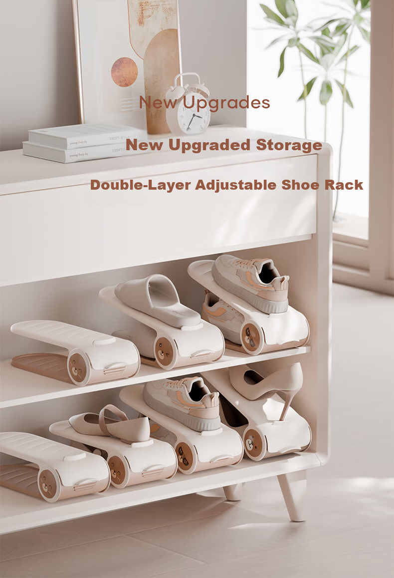 Jinlongxing Shoe Storage Rack, Double-Layer 4-Tier Adjustable Shoe Organizer, Shoe Cabinet, Storage Shelf, Pressure-Resistant Shoe Box Storage Solutio 1