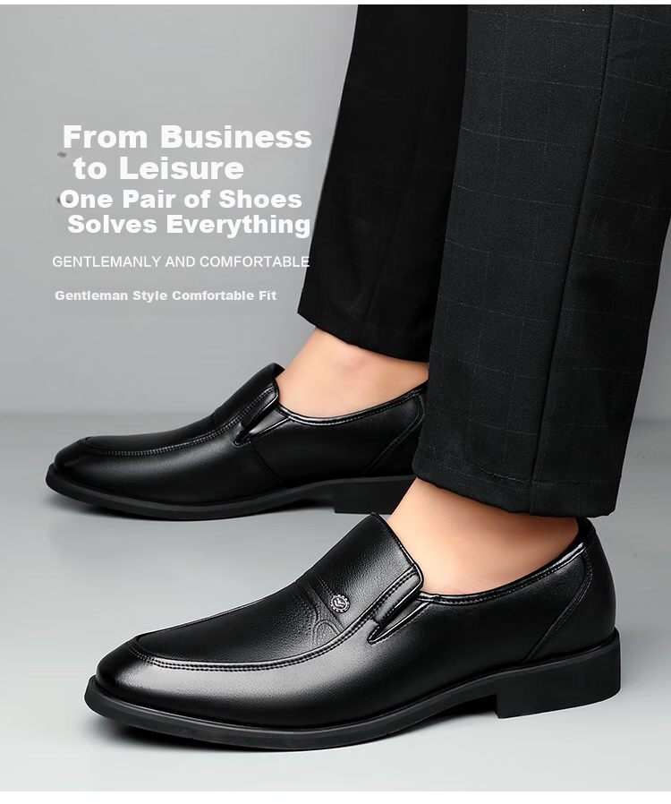 Poitulas Men's Slip-On Business Casual Shoes, Lightweight Formal Shoes for Weddings, Style 1805, Black, Size 38 1