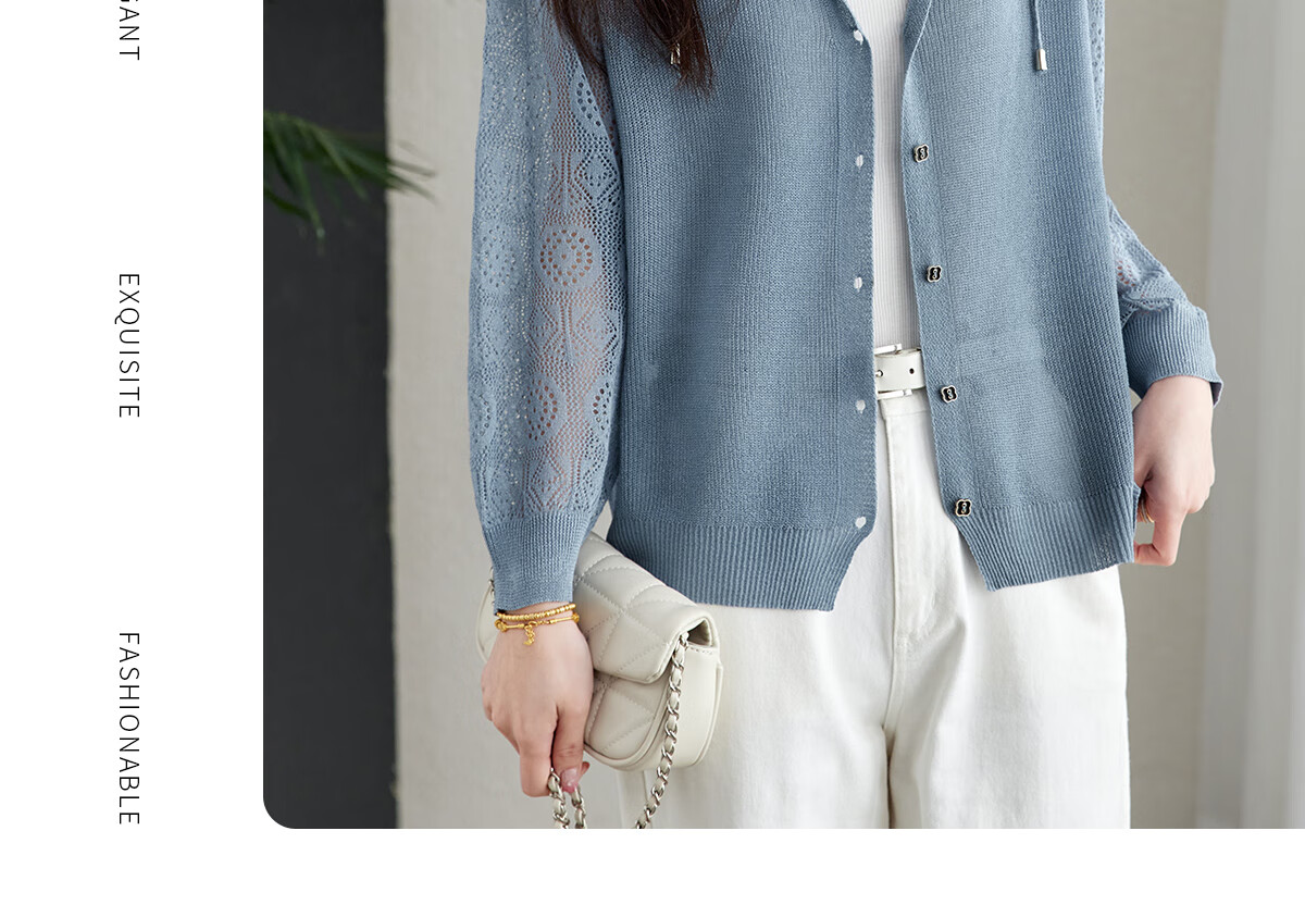 YUZHAOLIN Fashion Ice Silk Knit Cardigan for Women, Thin Outer Layer Short Loose-Fitting Shawl Y52D023 14