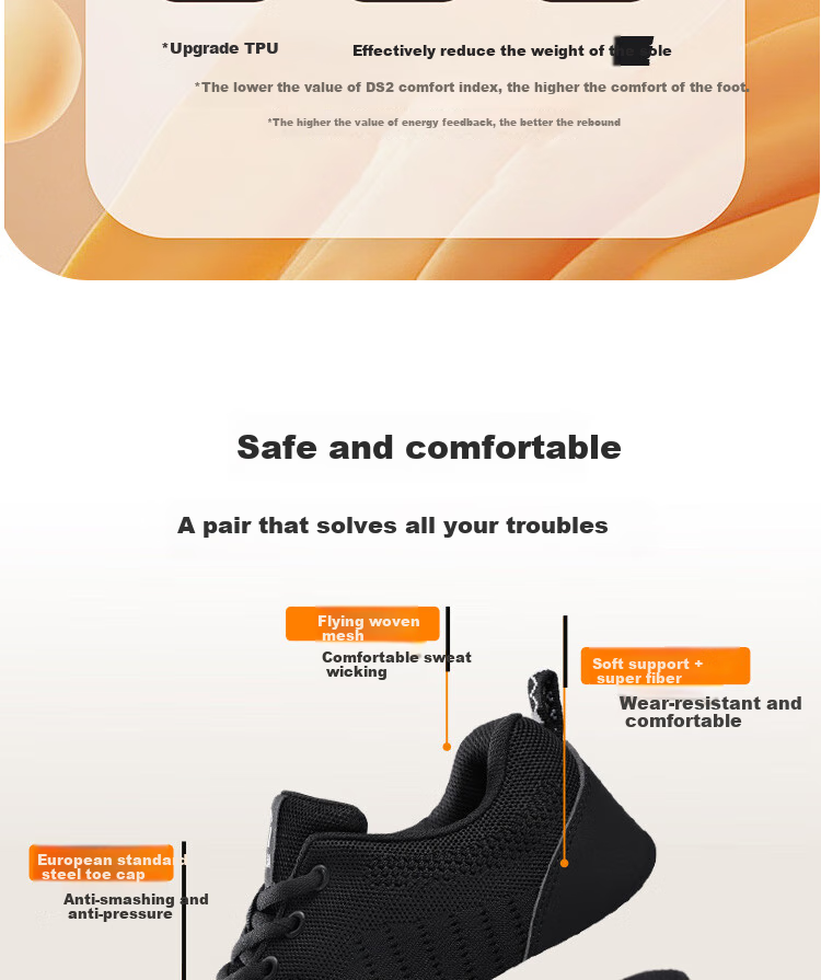 GUYISA Men's Safety Work Shoes Steel Toe Anti-Smash Puncture Resistant Comfortable Durable Construction Site Shoes 3033ST Size 43 4