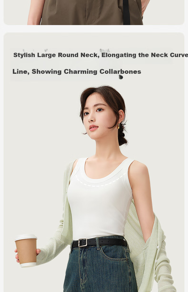 Jianyun Wide Shoulder Vest Women's Modal Cotton Suit Inner Thin Sleeveless Camisole Base Shirt Outerwear Summer Top 6