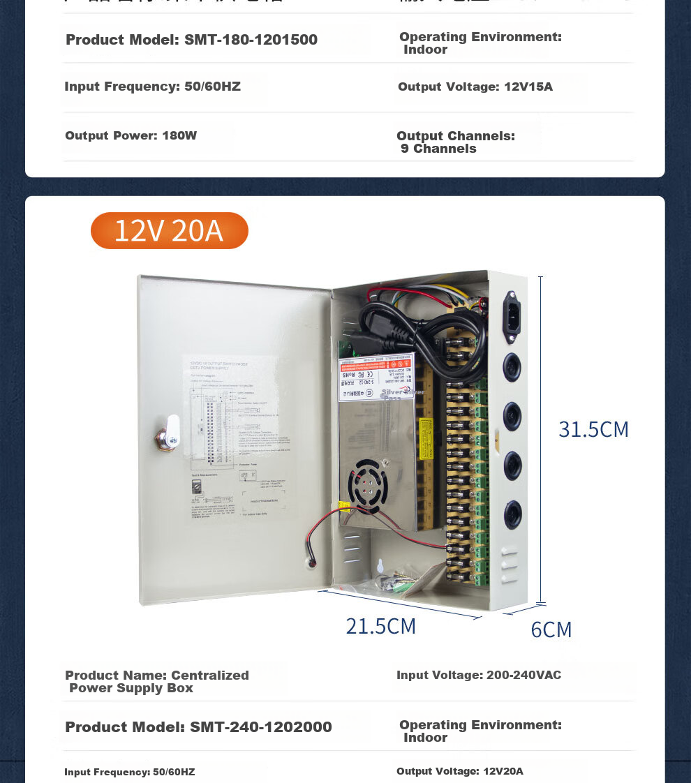 COMPCCTV Indoor Power Adapter DC12V2A, Security Camera Power Supply with Stable Voltage And Amperage 12