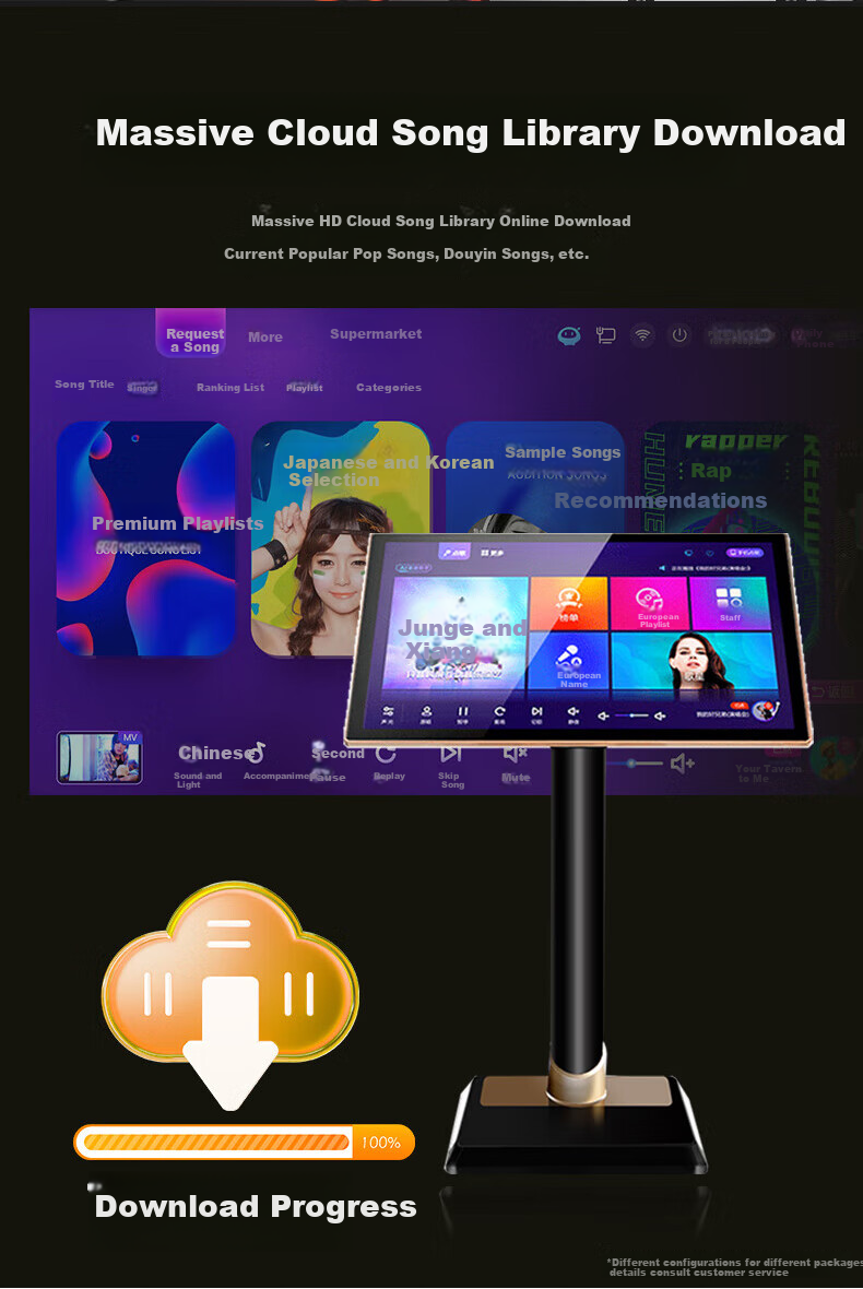 HYUNDAI Modern Karaoke Machine All-in-One Smart Voice Dual System Home KTV Singing Machine Touch Screen P9-500G 4