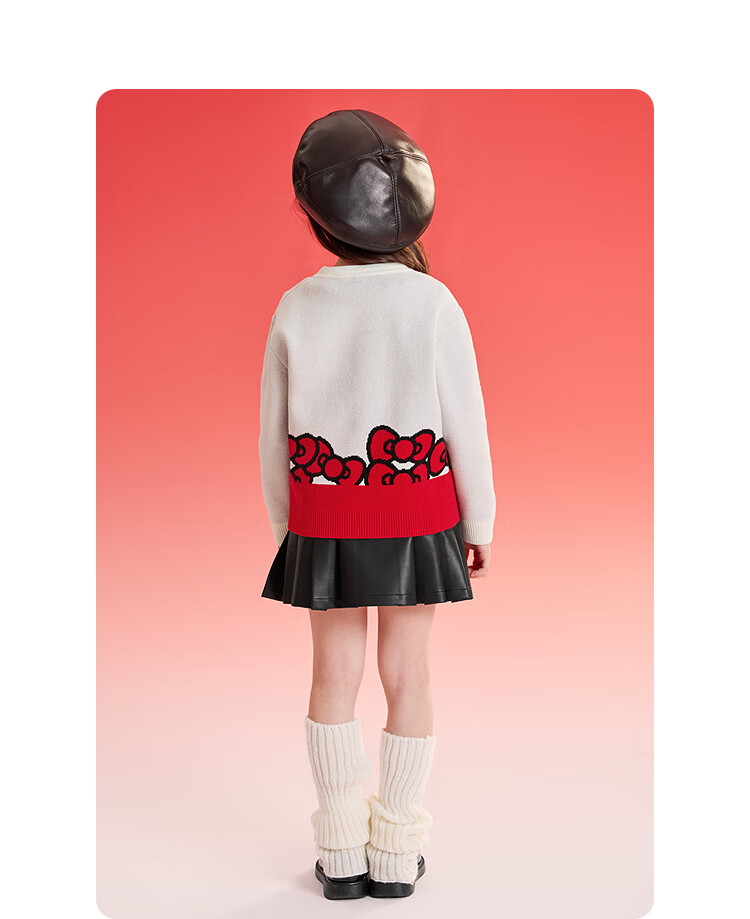 BALABALA [HelloKittyIP] Girls' Sweater, Spring And Autumn Knitted Cardigan, Cute And Sweet for Greeting Visits 9
