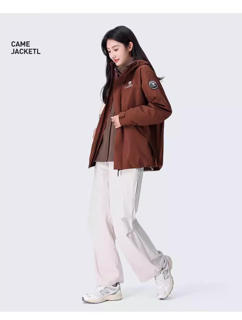CAMEL [Yudawzhe] Outdoor Three-In Jacket, Unisex Style, Windproof And Waterproof Mountaineering Coat 15