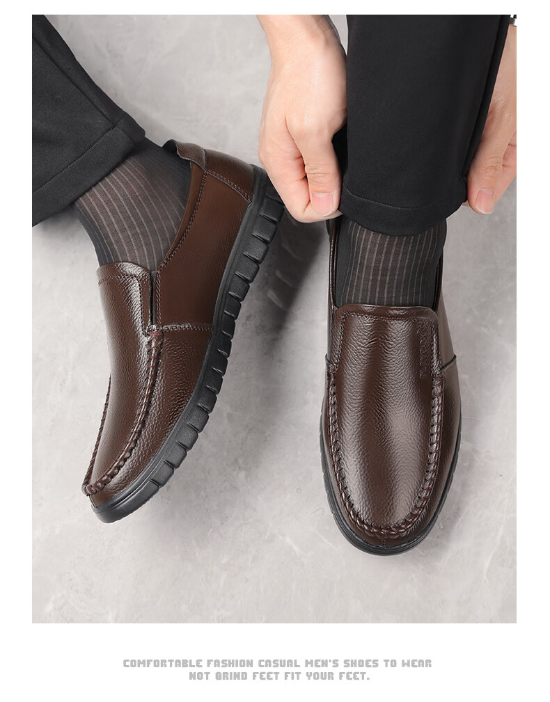 PLAYBOY Men's Shoes, Spring And Autumn New Style, Middle-Aged And Elderly Dad Shoes, Slip-On Men's Shoes, Business Casual Leather Shoes, Black, Size 45 13