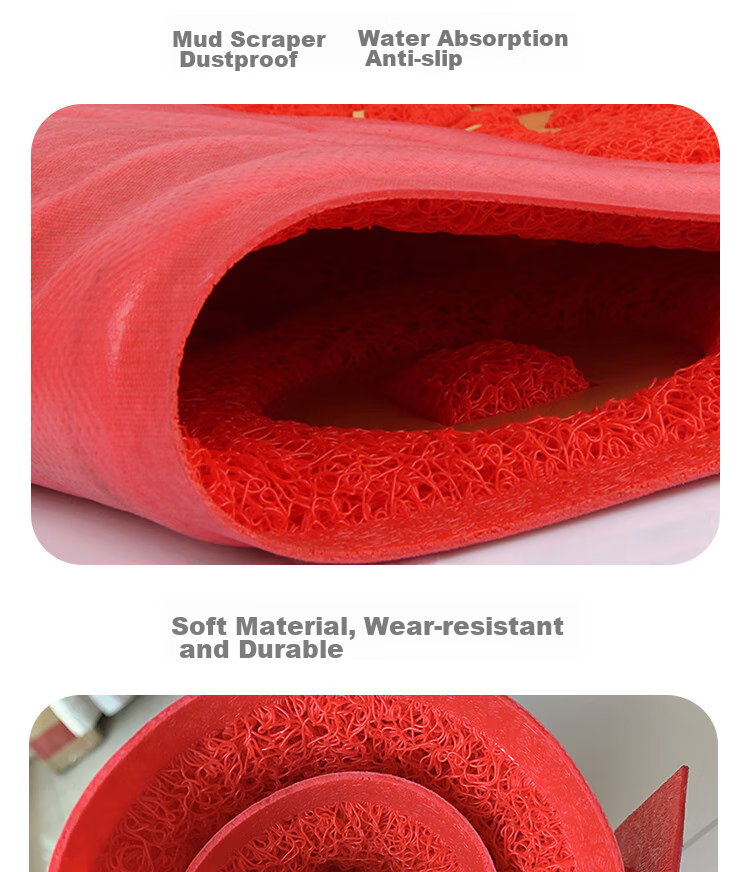 DIYIN Entrance Door Mat, Welcome Doormat, Waterproof Loop Pile Mat for Main Doorway, Non-Slip Mat, Red without Text, 50*70cm 10