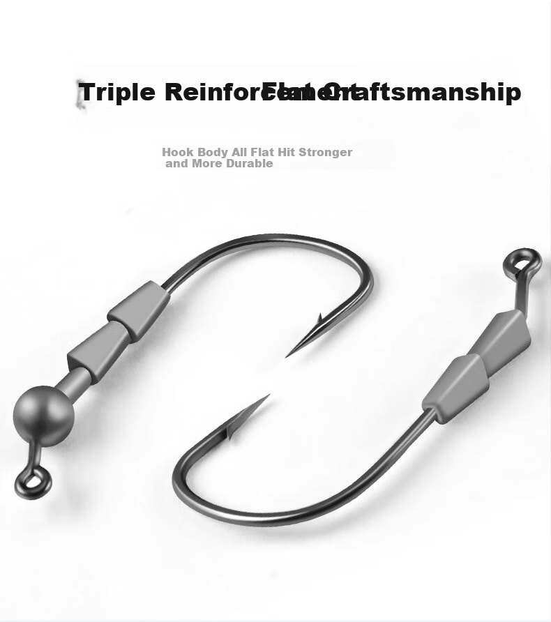 Guowangliya Micro Lead Hook, Fire Basting Tomidostu Hook, Reinforced Small Weight Invisible Worm Hook, Black Pit Insert Lead Hook 6