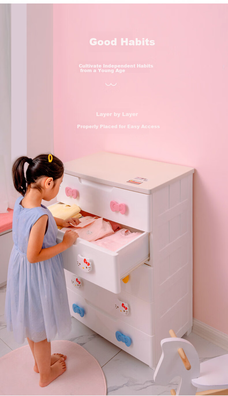 IRIS Storage Cabinet, Drawer-Style Simple Wardrobe, Five-Drawer Chest, Storage Cabinet, Toy Storage KITTY Cute 5-Layer Storage Cabinet 9