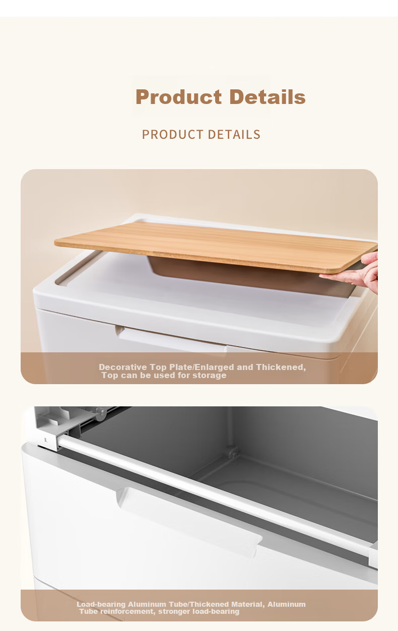 Jiekou Bedside Table, Bedroom Small Cabinet, Drawer-Style Storage Cabinet, Plastic Thickened Storage Cabinet, 2 Layers 7