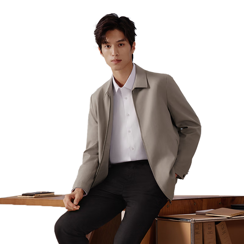 Hodo Men's Jacket, Turn-Down Collar, Comfortable Solid Color Executive Jacket, Cadre Style Outerwear for Me