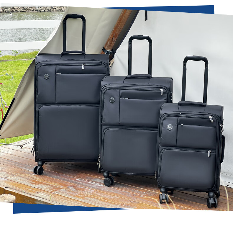 Goby Luggage, Ultra-Light Soft Oxford Fabric Suitcase, Multi-Pocket Case, 3001C Starry Black, 28-Inch Check-In Suitcase 18