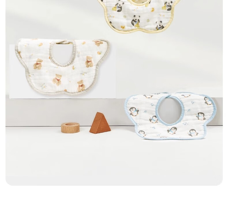 Niduoxiong Newborn Baby Waterproof Bib A-Class Petal Feeding Bib Pure Cotton Gauze Baby Eating Bib 5