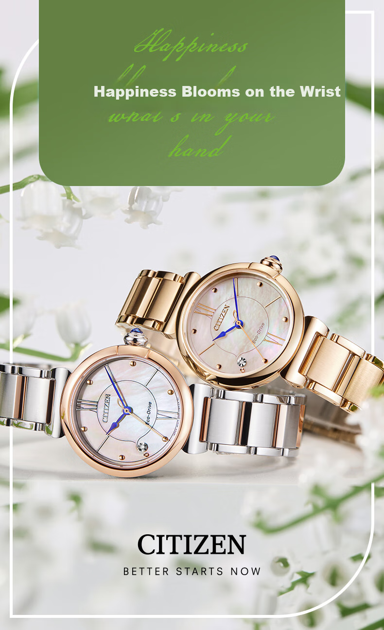 CITIZEN Watch for Women, Japanese And Korean Style, Eco-Drive, Mother-Of Dial, Exquisite Steel Band, Fashionable Gift for Girlfriend, EM1074-82D 1