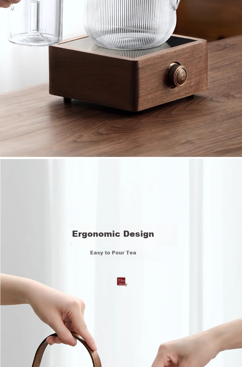 Shangyanfang Walnut Wood Tea Maker, Small Office Single-Person Glass Teapot, Water Kettle, Home Tea Brewing Set 5
