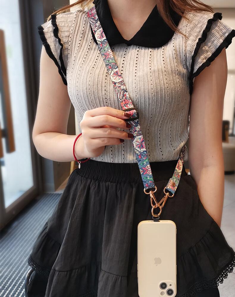Dipuer Phone Strap, Neck Strap, Crossbody Strap, Vintage Phone Strap, Phone Case Pad, Clip, Anti-Loss Strap, Neck Strap Patch, Anti-Theft Strap [Beilu Qinglan] 16