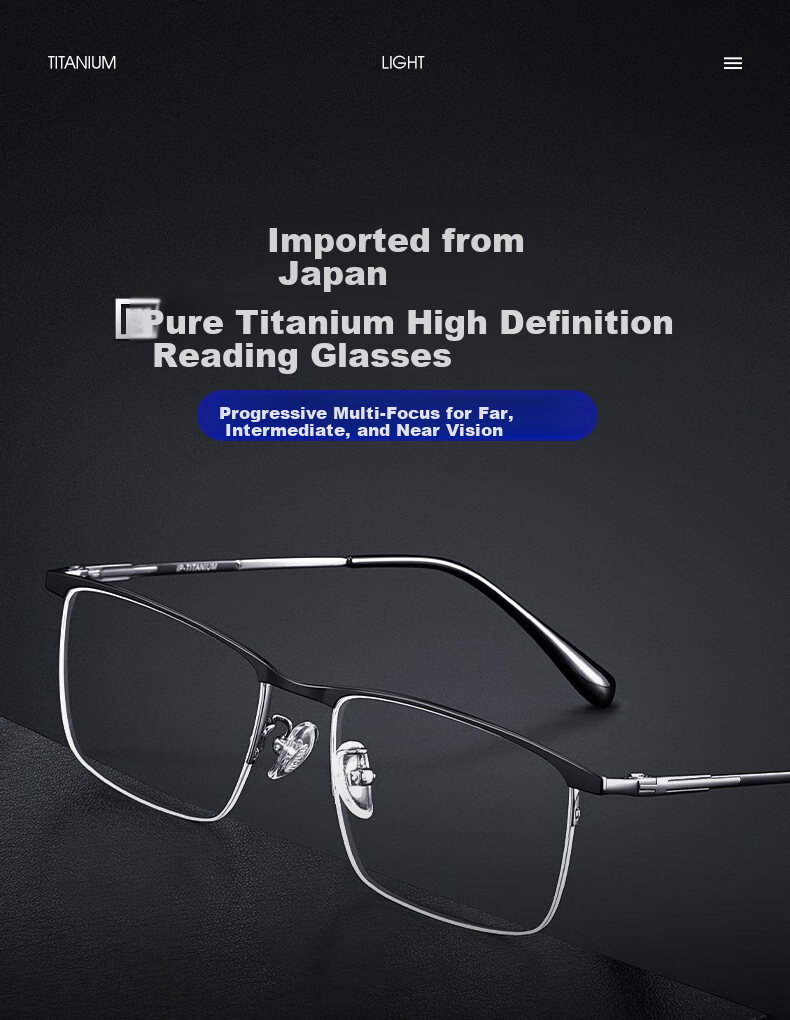 CAPONI Japanese Imported Pure Titanium Reading Glasses for Men And Women, Bifocal Ultra-Light Semi-Rimless Anti-Blue Light Auto-Focus Driving Walking Glasses 1