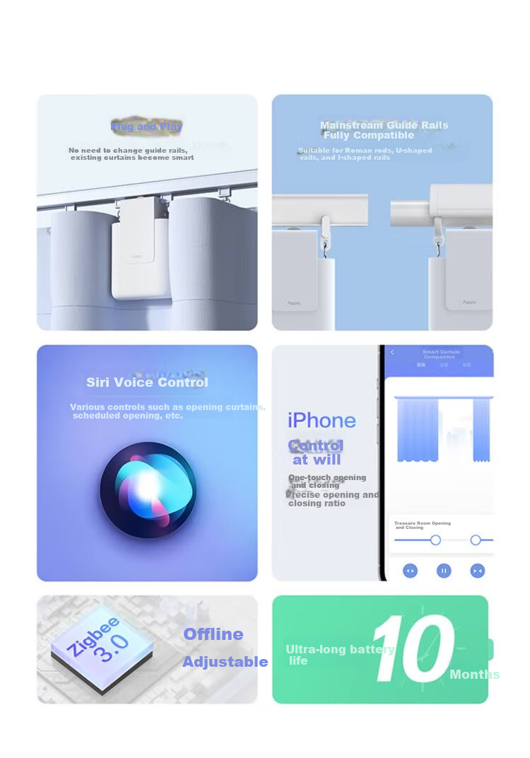 Aqara Smart Curtain Companion E1 with Voice Control, Integrated into Apple HomeKit Track Versio 3