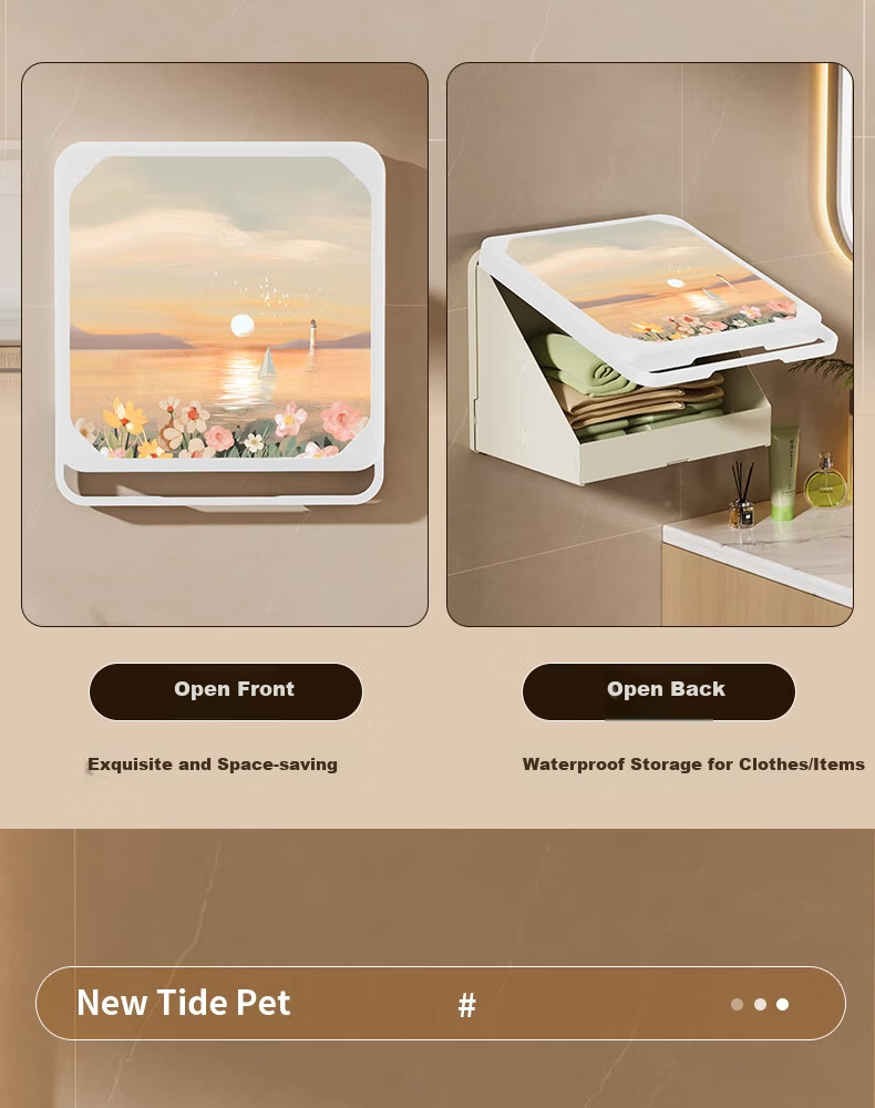Fanyejia Bathroom Wall Mural Folding Storage Cabinet, Shower Organizer for Clothes, Waterproof No-Drilling Storage Box Shelf for Bathroom 6