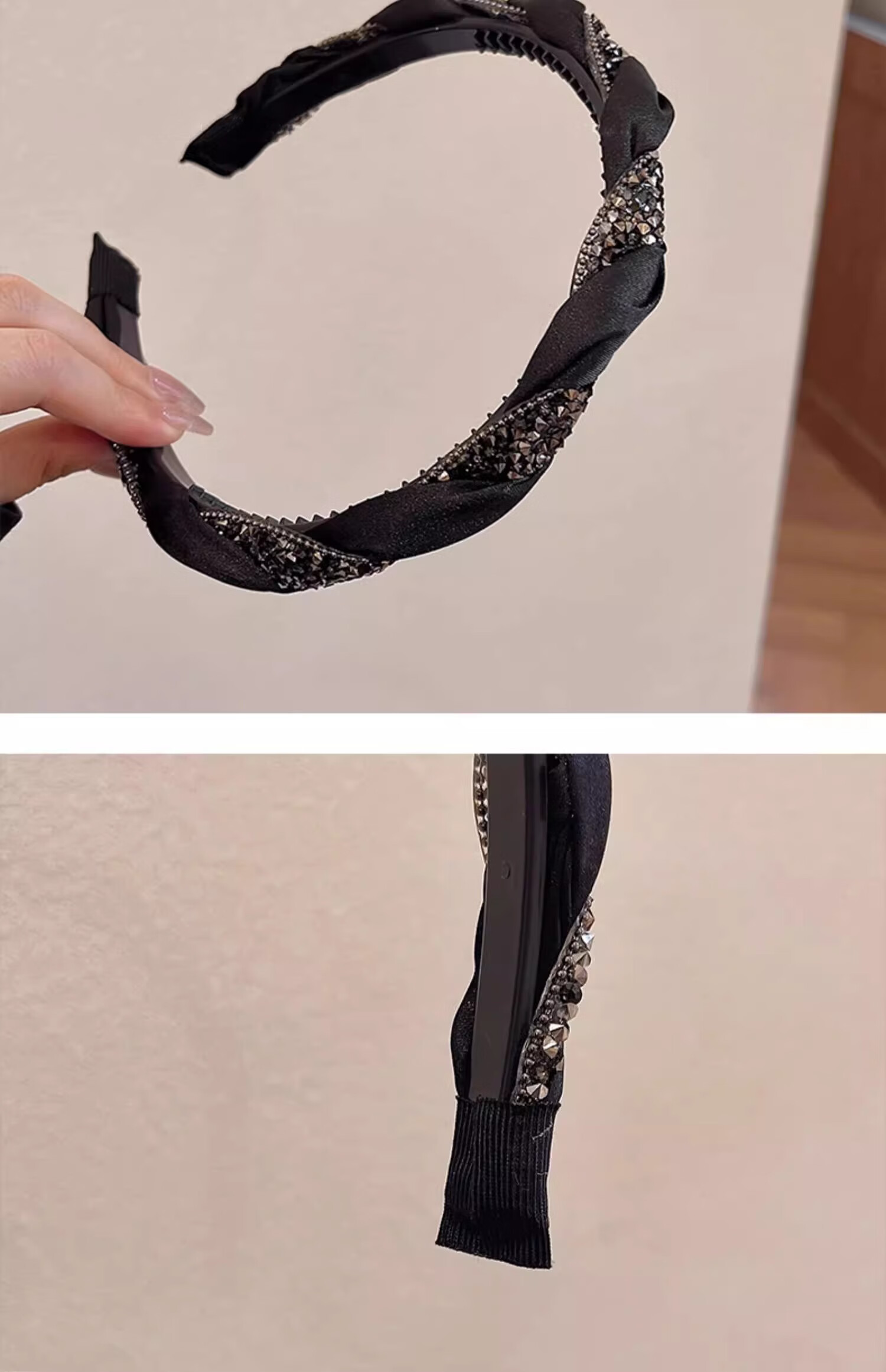 Xiangwan Vintage Rhinestone Headband Black Hair Clip Elegant Women's Headband Mid-Autumn Gift 13